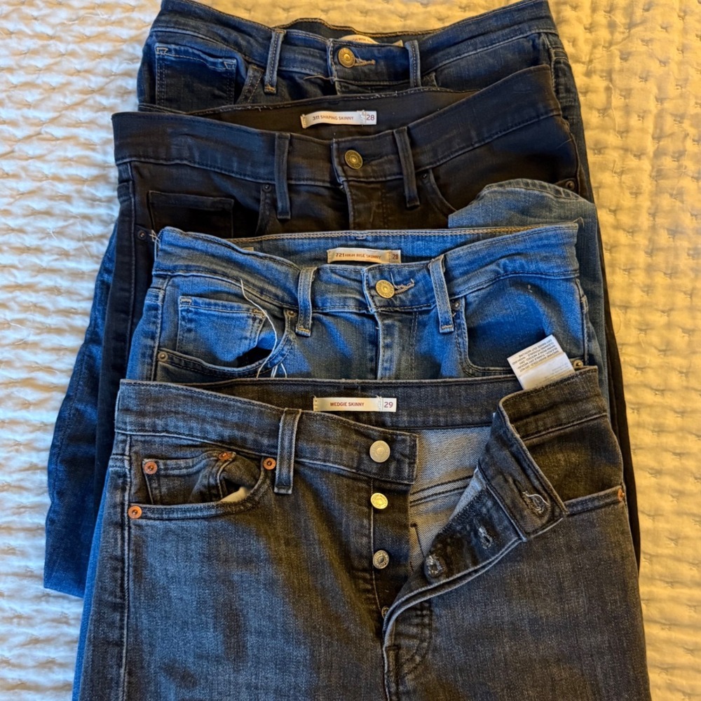 Levi's Wedgie Skinny Jeans W Size 28High Rise Button Fly Dark Wash lot of 4